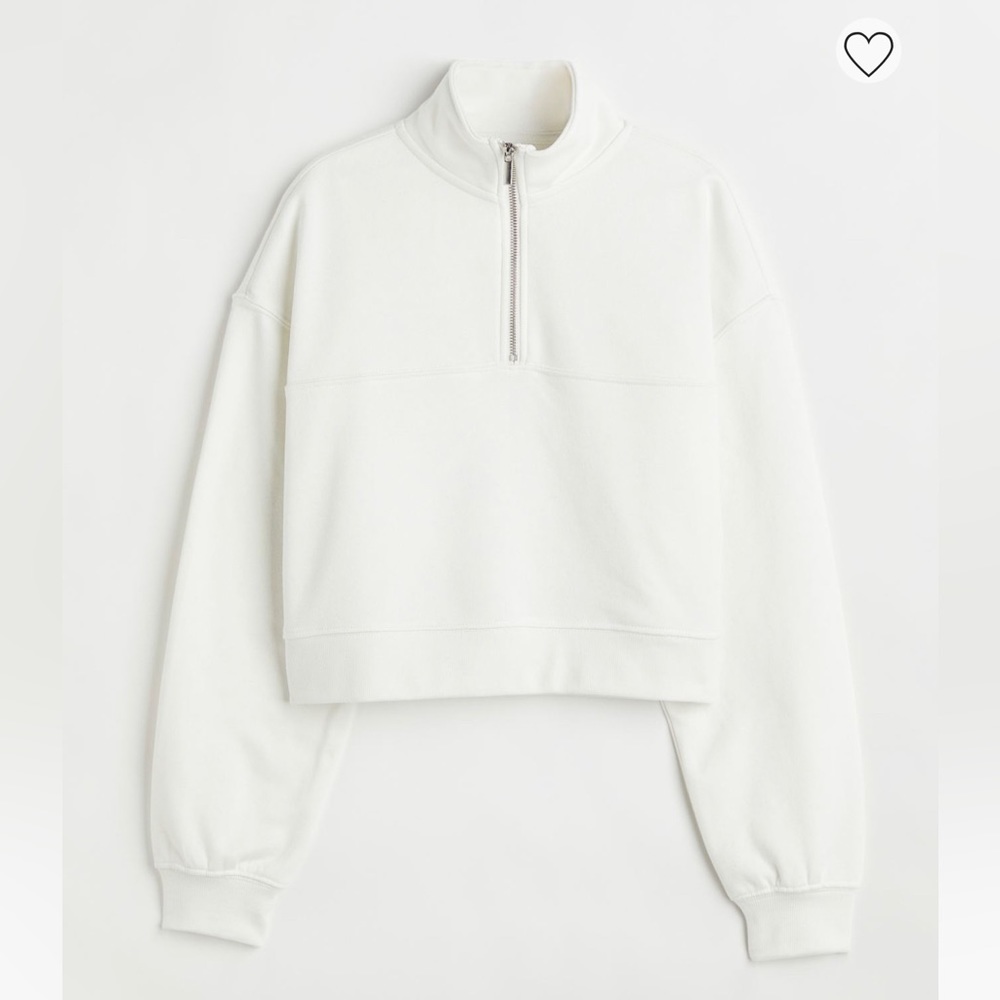 Half-zip Sweatshirt H&M white